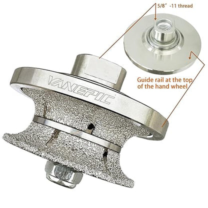 VANEPIC V20 Diamond Full Bullnose Profile Wheel Diamond Hand Profiler Router Bit Wheel Vacuum Brazed with 5/8-11 Thread for Grinder Polisher Granite Marble Concrete and Countertop Edge Shaping