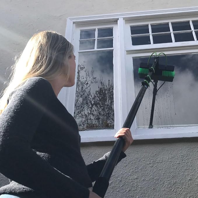 20 Feet Long Reach Solar Panel Cleaning Brush with Inline Water Filter, Telescopic Extendable for Roof Mounted Solar Panel and Window Cleaning: Water Fed Pole Cleaning Kit