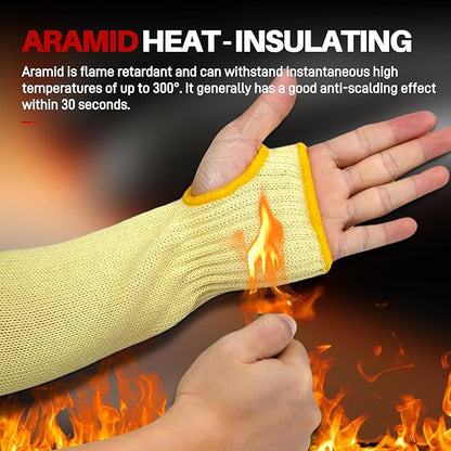 GOL-SIV Cut Resistant Sleeves With Thumb Hole,Thin Skin Arm Protection Sleeves And Bruising, kevlar Sleeves For Gardening, Welding, Kitchen,For Women, Men, Elderly (Yellow, 17.7 in)