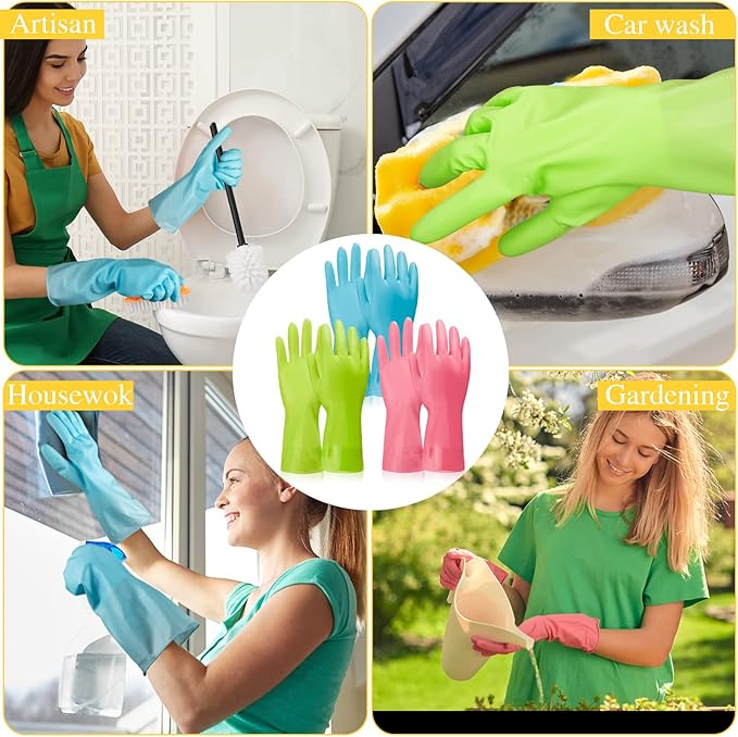 Gandeer 36 Pair Reusable Household Gloves Long Rubber Dishwashing Gloves Kitchen Cleaning for Dishes Clean Gardening
