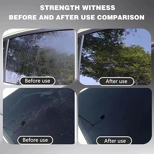 Bianca Glass Polish, D1Car Glass Polish, D1Windshield Cleaner, Glass Film Remover, Anti-Fog Hydrophobic Coating Spray, Removes Scratches, Wiper Marks and Film (2 Pack)