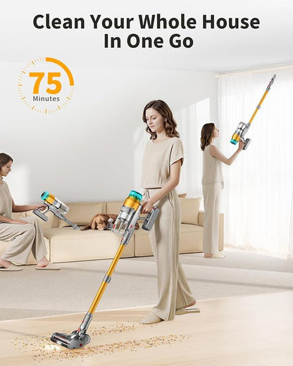 MBYULO Cordless Vacuum Cleaner for Home 680W 60Kpa Upgraded Powerful Stick Vacuum Up to 75Mins, Anti-Tangle & Wall Mount Charging, 8 in 1 Lightweight Vacuum Cleaners for Home/Pet Hair/Carpets/Floors