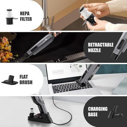 AYONTIN Cordless Handheld Vacuum, Lightweight Portable Hand Vacuum Cleaner with LED Light,Rechargeable Hand Held Vacuum with One-Touch Empty, Powerful Suction for Office, Home,Car,Steel