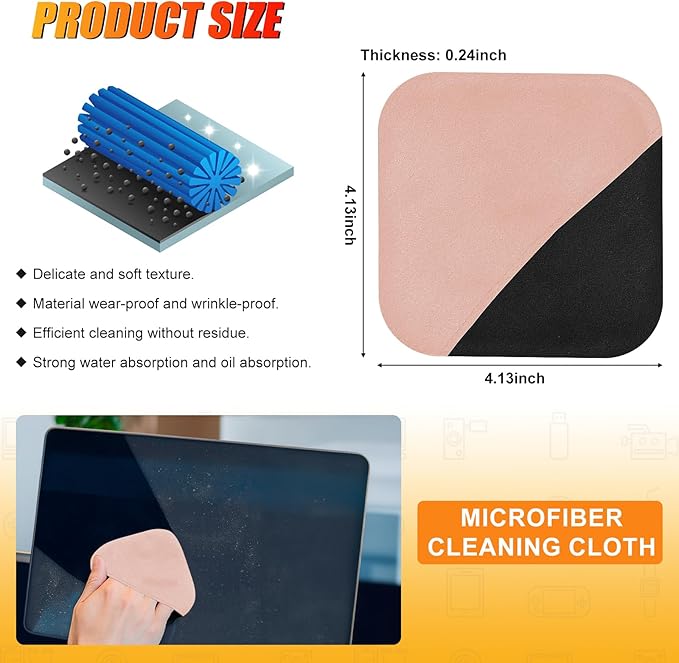 SuperKaKa Pink Car Screen Cleaner- Vehicle Touchscreen Microfiber Cleaning Cloth, Touch Screens Clean Wipes Cars Interior Accessories for Auto Dashboard Display (Pink)