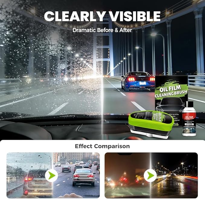 Automotive Oil Film Cleaning Brush,Glass Cleaner, Car Windshield Cleaner, 150ml Automotive Oil Film Cleaning Brush - Preserve Clarity, Immediately See the Effects (3PCS)