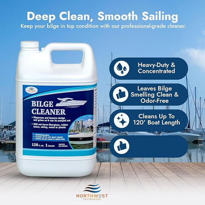 Bilge Cleaner for Boats - Highly Effective Removing Dirt, Grime, Emulsifying Oil, and more. Easy to use, Fast Results (One Gallon)