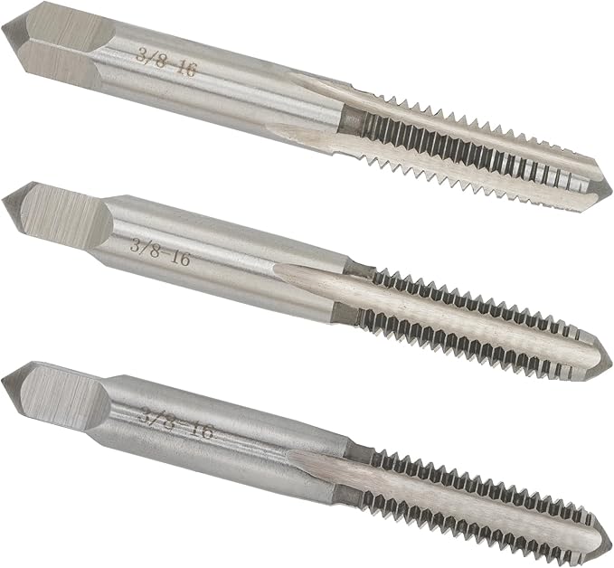 3/8"-16 UNC Hand Tap Right Hand, 3/8 x 16 Threading Hand Tap 3Pcs