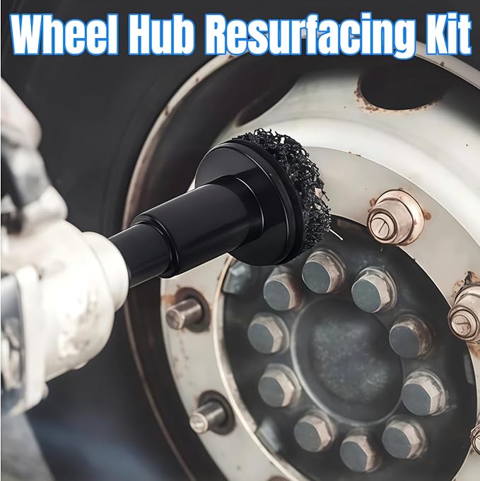 Wheel Hub Cleaning Tool Kit, Professional Brake Hub & Wheel Stud Cleaner with 8 Grinding Heads, Rust Removal & Resurfacing Kit for Car, Truck and SUV Maintenance, Fits Power Drill