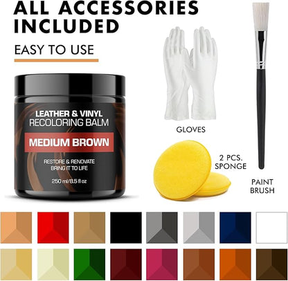 Leather Recoloring Balm, Color Restorer, Scratch Remover, Couch Paint and Repair, Leather Balm for Couches