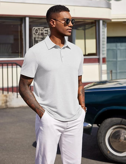 COOFANDY Mens Polo Shirts Short Sleeve Casual Summer Polo Tee Classic Collared Golf Stylish Tops