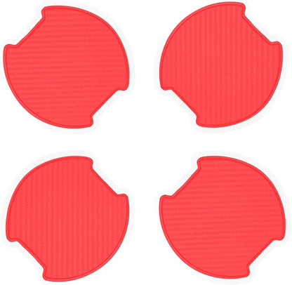WORCAS 4Pcs Universal 3D Carbon Fiber Car Door Handle Paint Scratch Protector Sticker Auto Door Handle Cups Protective Pad(L-Red)