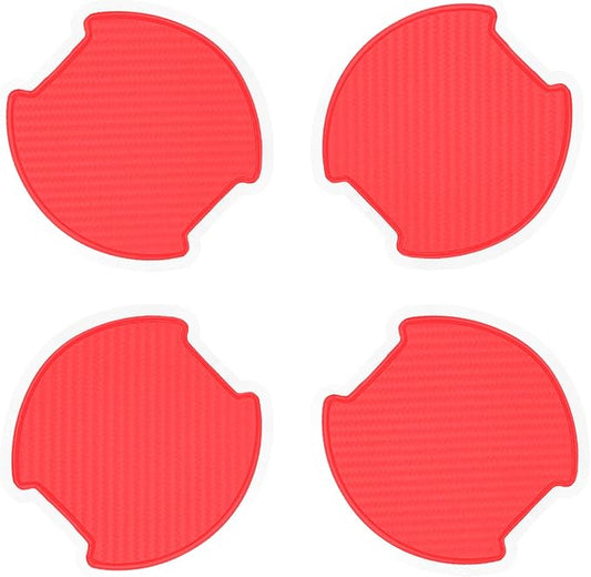 WORCAS 4Pcs Universal 3D Carbon Fiber Car Door Handle Paint Scratch Protector Sticker Auto Door Handle Cups Protective Pad(L-Red)