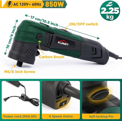 KUIMIT 1"/2"/3" Buffer Rotary Polisher Kit | 780W High-Power Mini Polishing Machine w/ 27-Piece Accessories | M5/8-11 Thread 75mm/100mm/140mm Extension Shafts | for Car, Boat & Metal Detailing