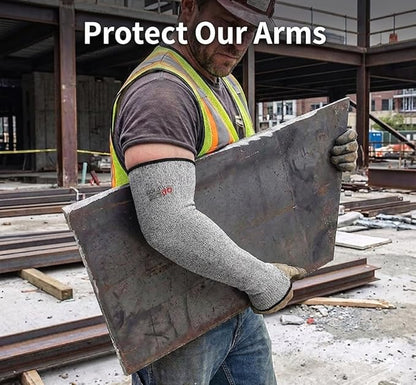 GOL-SIV Arm Protectors For Thin Skin And Bruising, Kevlar Sleeves， A5 Level Cut Resistant Arm Sleeves For Gardening, Welding, Kitchen (Grey, 17.7 In)