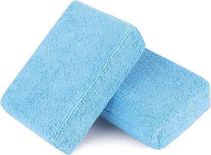 AIDEA Microfiber Applicator Pads-2Pack, Car Wash Sponge, Premium Microfiber Sponge and Cleaning Pads, Perfect for Effortless Wax, Sealant, and Conditioner Application - Blue