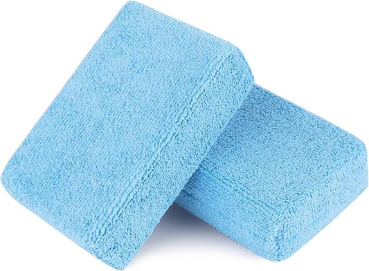 AIDEA Microfiber Applicator Pads-2Pack, Car Wash Sponge, Premium Microfiber Sponge and Cleaning Pads, Perfect for Effortless Wax, Sealant, and Conditioner Application - Blue