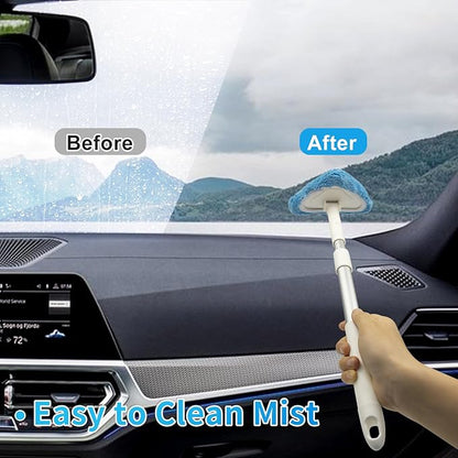 BITOPE Windshield Cleaning Tool, 26" Adjustable Handle, 3pcs Microfiber Pads, Ideal for Cleaning Inside Exterior SUVs, Trucks, RVs, Glass Mirror & More