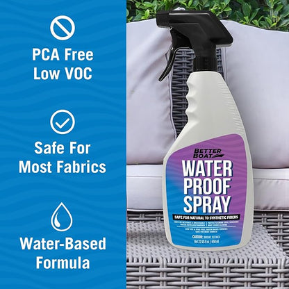 Fabric Waterproof Spray, 22 Fl Oz Heavy Duty Protector and Repellent for Outdoor Marine Canvas, Boat Tops, Vinyl Seats, Tents, Clothing, Boots, Jackets, and Clothes
