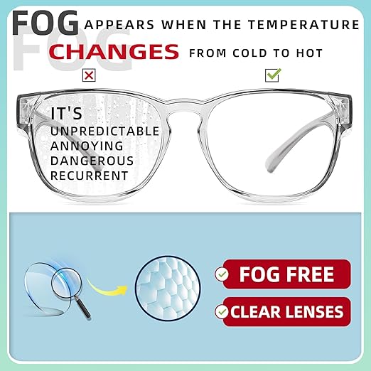 Alsenor Safety Glasses Anti Fog Goggles Fit Over Prescription Eyewear For ANSI Z87.1 Certified Oversized Eyeglasses For Men Women (Oversized-Grey)