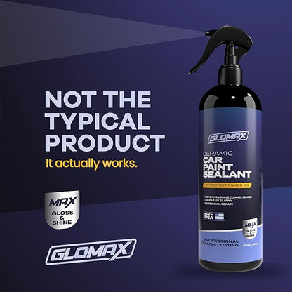 Car Wax Spray and Ceramic Coating For Cars With Added UV Protection (16 oz)- Long Lasting Shiny Car Stuff - Spray Wax For Cars With 2 Micro Fiber Towels, Waterless Wash