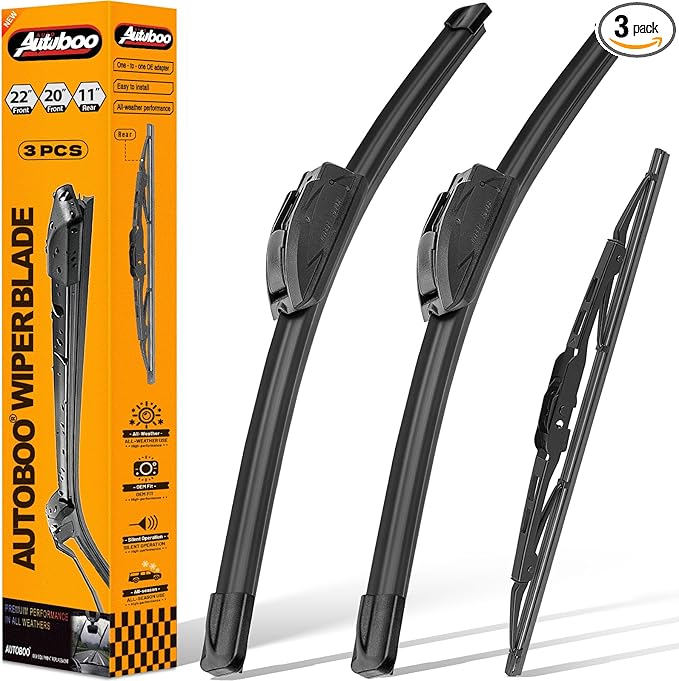 AUTOBOO 22"+20" Windshield Wipers with 11" Rear Wiper Blade Replacement for Jeep Compass 2007 2008 2009 2010 2011 2012 2013 2014 2015 -Original Factory Quality (Pack of 3)