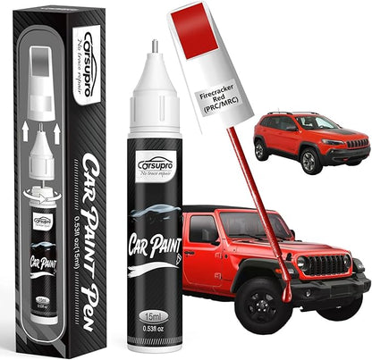 Firecracker Red(PRC/MRC) for Jeep Touch Up Paint Pen, 2 in 1 Car Scratch Remover with Pen Tip and Brush, Precise Color Match for Car Paint Scratch Repair, Quickly and Easily Fix Chips and Nicks