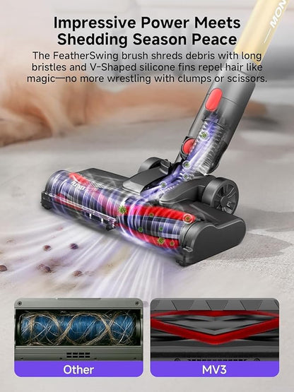 MONSGA Cordless Vacuum Cleaner, 45KPa 400W Stick Vacuum for Home, 50Mins Anti-Tangled Vacuum Cleaner with Charging Dock, Light-Weighted Handheld Vacuum for Pet Hair/Carpet/Floor, LED Touch Display