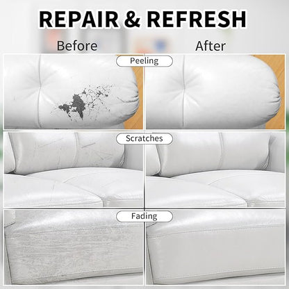 WEYSTOM Leather Recoloring Balm, 12oz Large Size Leather Dye, Color Restorer, Scratch Repair, Furniture & Couch Restorer Kit, Repair Kit for Furniture(White)