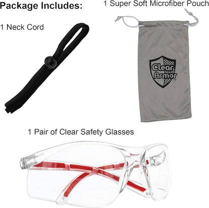 Clear Safety Glasses Eye Protection (1 Pair, 1 Case, 1 Neck cord) - Shooting, Sports Safety Goggles, Protective Eyewear For Men and Women.