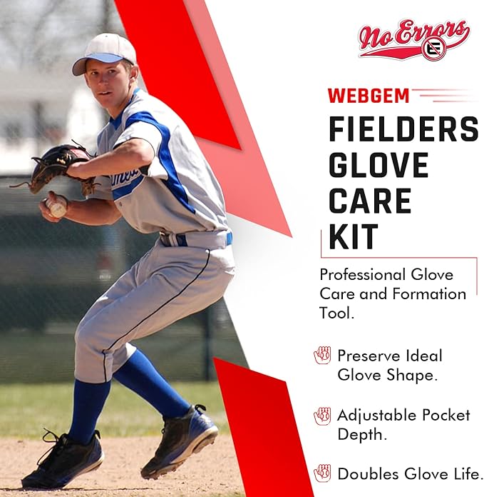 No Errors WebGem Fielder’s Glove Care System – Formation & Break-in Tool for Baseball Mitts, Holds Shape, Essential Gear, Gift for Players