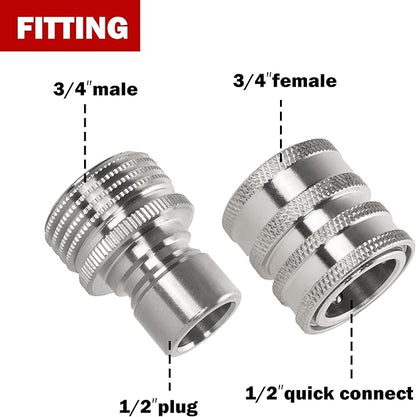 Pressure Washer Quick Connect Kit, Stainless Steel Quick Disconnect Kit, M22 Metric Male Thread Quick Connector, M22 14mm Swivel to 3/8" Quick Connect, 3/4" to Quick Release, 8 Pack