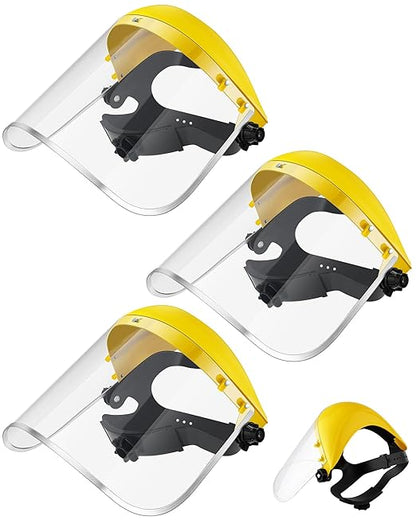 Copkim 3 Pack Safety Face Mask Shield for Grinding Clear Full Face Impact Resistant Safety Full Impact Resistant Mask Shield for Work Construction Cutting (PET Yellow)