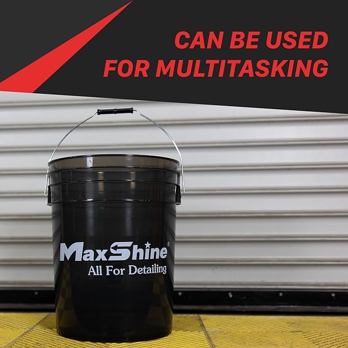 Maxshine 5gal Universal Red Detailing Bucket – Car Wash Bucket for Scratch-Free Washing, Garage Storage & Detailing Tools – Holds Soap, Foam Cannon, Microfiber Towels & More