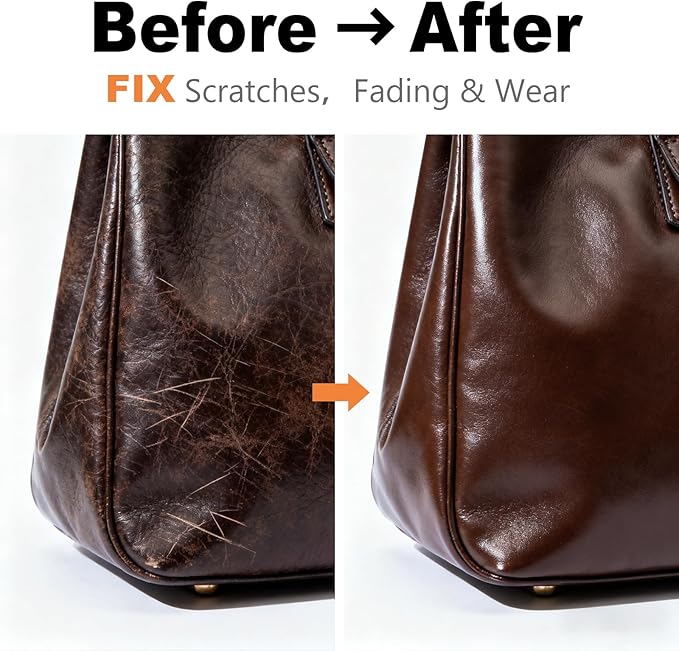 Dark Brown Leather Repair Kit, Dark Brown Leather Recoloring Balm, Leather Dye - Restore & Renew Scratch, Faded and Aged Leather & Vinyl Couches, Boots, Car Seats or Leather Furniture