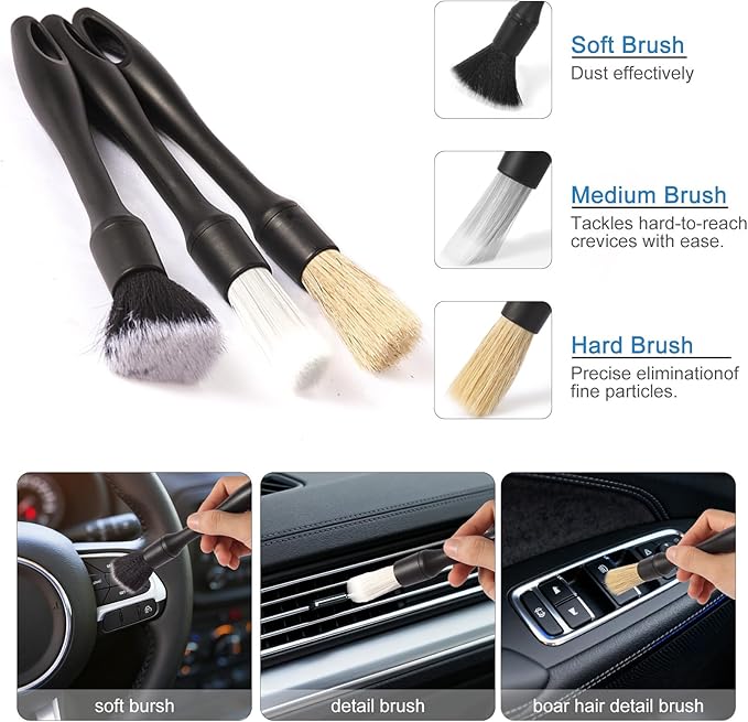 Car Detailing Brush Kit with Detail Brushes,Car Interior Detailing Brushe,Car Dust Brush,Cleaning Gel,Car Interior Cleaning Tool for Truck, SUV, Interior Car Accessories