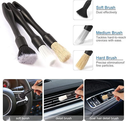 Car Detailing Brush Kit with Detail Brushes,Car Interior Detailing Brushe,Car Dust Brush,Cleaning Gel,Car Interior Cleaning Tool for Truck, SUV, Interior Car Accessories