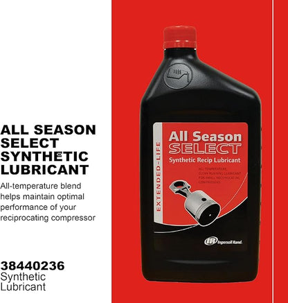 Ingersoll Rand 38436721 OEM All Season Select Synthetic Lubricant, 1L Bottle