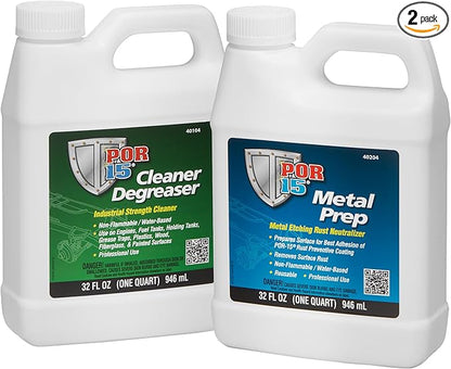 POR-15 Stop Rust Preparation System - Cleaner Degreaser and Metal Prep, Non-flammable and Water-based, 32 Fluid Ounces, 1-quart each