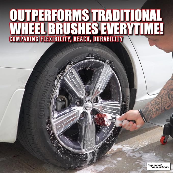 Speed Master Wheel Brush (2 Pack) | Memory Foam Bristles | Safe on All Wheel Types | Clean Your Wheels With Ease!