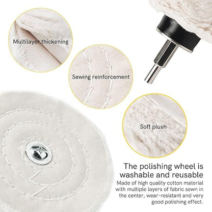 Unicaravan Aluminum Wheel Polishing Kit for Drill Buffing Wheel for Car Motorcycle Wheel Rim Manifold Polishing for Stainless Steel Chrome Wood Plastic Ceramic Glass Woods Machine Jewelry etc 31PCS