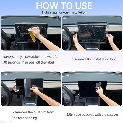DGXWLLW Screen Protector for Tesla Model Y 2024-2020 Model 3 2023-2017 with Alignment Kit Matte Tempered Glass Touchscreen Protection for Dashboard Protective Anti Glare Fingerprint 9H Hardness