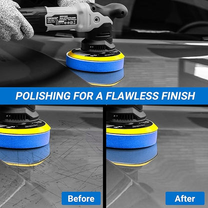 Car Buffer Polisher: DEKOPRO 6 Inch Dual Action Orbital Buffer Polisher, 6 Variable Speed 1800-5500 RPM Random Polisher Kit with 4 Buffing Pads for Car Detailing Polishing Waxing(Gray)