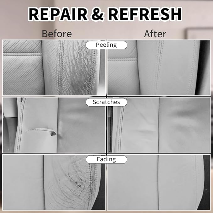 Leather Recoloring Balm,8.5oz Leather Color Restorer,Gray Leather Repair kit for Furniture and Car Interior,Leather Couch Scratch Repair,Leather Dye Paint for Faded,Cracked and Damaged Leather