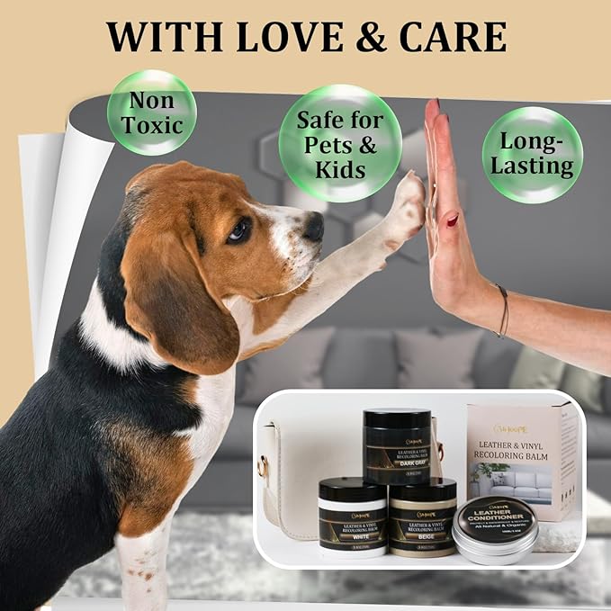 8.8oz Leather Recoloring Balm with 100ml Mink Oil,Beige Leather Repair Kit for Furniture,Leather Repair Cream,Leather Scratch Repair for Car Interior,Leather Conditioner for Couch