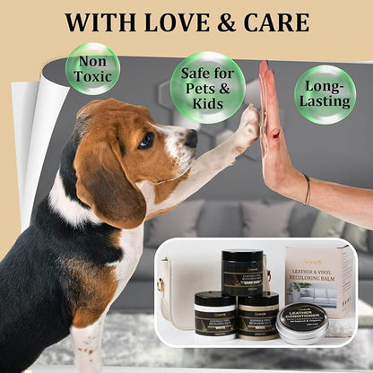 8.8oz Leather Recoloring Balm with 100ml Mink Oil,Beige Leather Repair Kit for Furniture,Leather Repair Cream,Leather Scratch Repair for Car Interior,Leather Conditioner for Couch