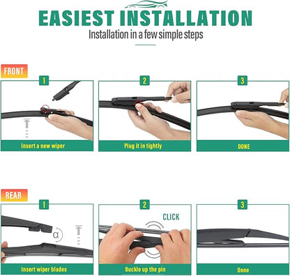28" 21" 12" Windshield Wiper Blades Replacement for Mercedes Benz W164 ML-Class 2006-2011, X164 GL-Class 2007-2012, W251 R-Class 2006-2012 Front Rear Wipers Set (Pack of 3)
