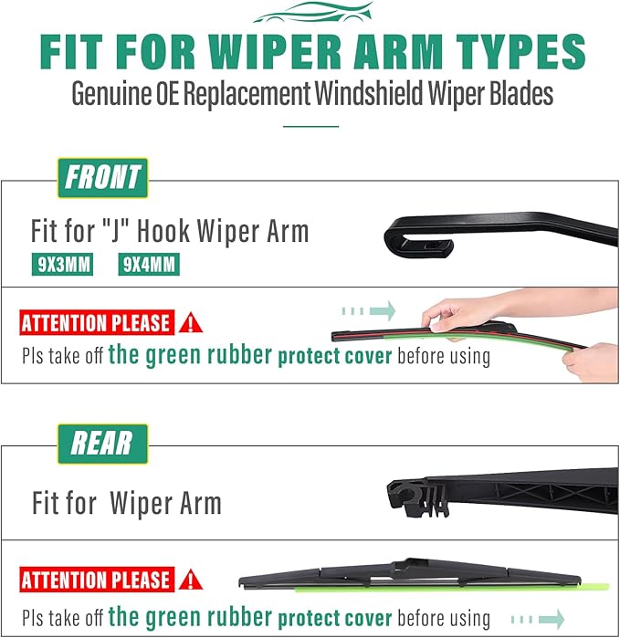 22" 21" 14" Windshield Wiper Blades Replacement for Lexus GX470 2003 2004 2005 2006 2007 2008 2009 GX 470 Premium All Weather Front Rear Wipers Set - OEM Quality (Pack of 3)
