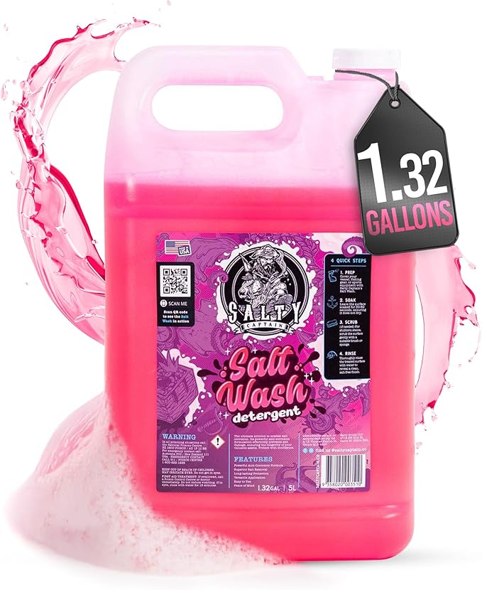 Salty Captain Foaming Salt Remover Wash - Clean & Remove Salt Off Boats & Cars, Prevent Saltwater Corrosion on Marine JetSkis, Trailers, Eco-Friendly Salt Neutralizer Boat Cleaner