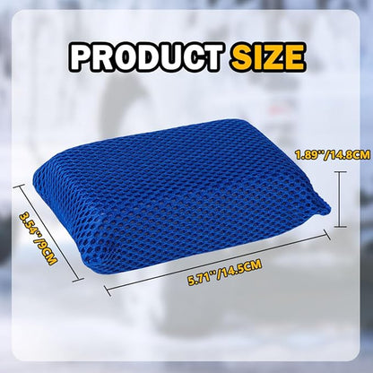 AIDEA Car Wash Sponge, Microfiber Large Bug and Tar Remover for Cars, Non Scratch Reusable Mesh Car Wash Sponges, Blue, 5.71 * 3.54 * 1.89 inch