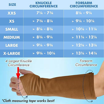 Arm Chaps Leather Protective Sleeves Arm Guard - Prevent Cuts, Scratches & Bruises - Genuine Cowhide - Ideal for Gardening & Construction - Left & Right Form-Fitting. Brown (1 Pair/X-Small).